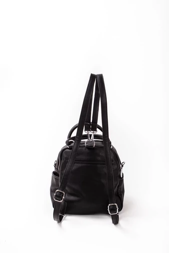 SILVIA ROSA Čierny batoh/kabelka a crossbody z eko kože