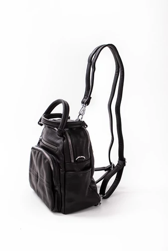 SILVIA ROSA Čierny batoh/kabelka a crossbody z eko kože