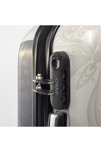 Ormi biely palubný plastový kufor so vzorom motýľa, veľkosť Ryanair, Wizzair (53*36*20)