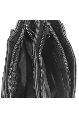 BONLUO čierna kabelka z umelej kože s mnohými vreckami