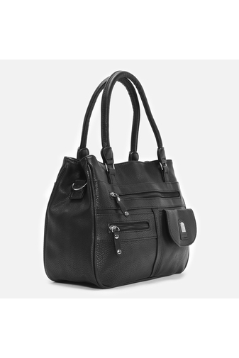 Čierna kabelka z umelej kože pre ženy s mnohými vreckami