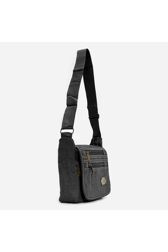 BONLUO Pánska čierna crossbody kabelka s viacerými vreckami
