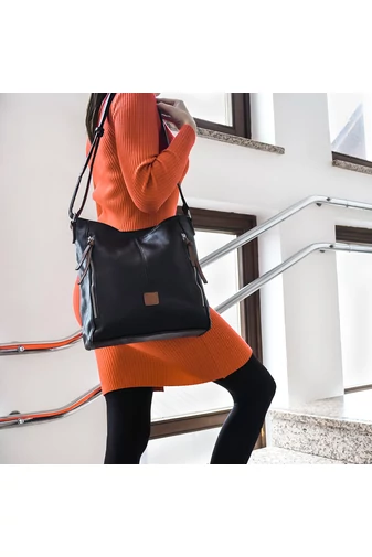 Čierna dámska crossbody kabelka Bonluo z PU kože 29*24*9cm