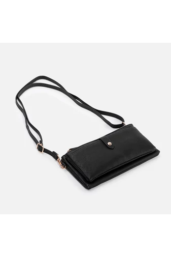 JGL čierna dámska crossbody kabelka dvojkomorová z umelej kože