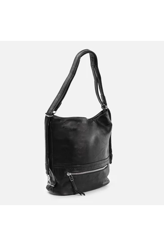 Čierny 3 v 1 batoh, taška na rameno, crossbody taška pre ženy z imitácie kože