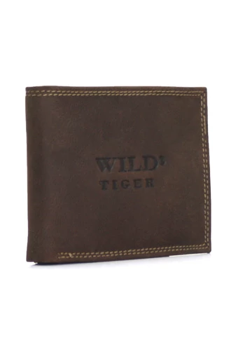 Wild Tiger pánska peňaženka z hnedej pravej kože s RFID štítkom