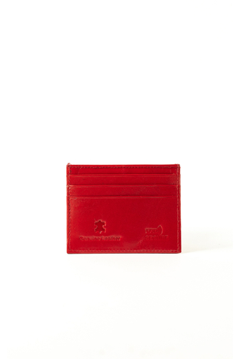 Bellugio tmavo-červená púzdro na karty z prírodnej kože s RFID štítkom