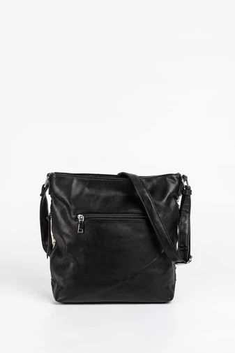 BONLUO čierno-biela ekologická kožená crossbody kabelka s ozdobným prešívaním