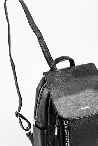 Silvia Rosa Čierny Eco Leather Batoh