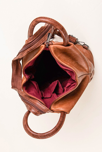 JGL Dámsky štýlový hnedý ruksak z imitácie kože