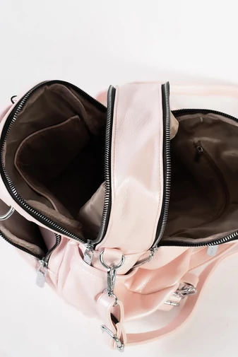 SILVIA ROSA Ružový batoh/kabelka a crossbody z eko kože