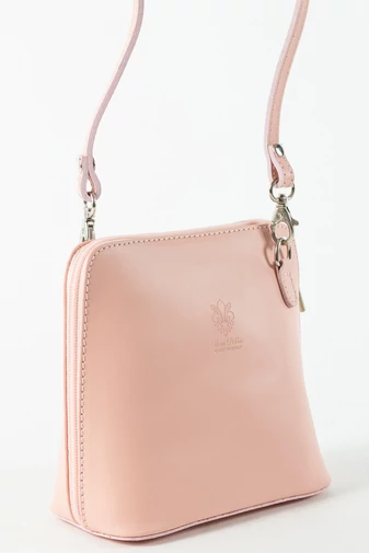 Vera Pelle ružová malá crossbody kabelka z prírodnej kože