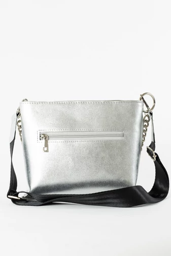 Prestige strieborná eko kožená crossbody kabelka do ruky