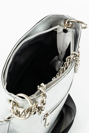 Prestige strieborná eko kožená crossbody kabelka do ruky