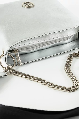 Prestige strieborná eko kožená crossbody kabelka do ruky