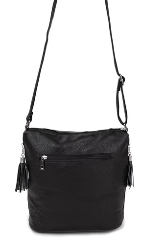 Monica & Co Black čierna Crossbody kabelka so strapcami