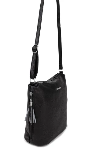 Monica & Co Black čierna Crossbody kabelka so strapcami