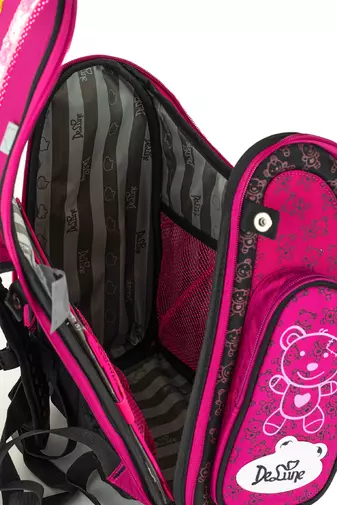 Delune tmavo-ružový ruksak so vzorom Medvedíka, rozmery 37x34x15cm