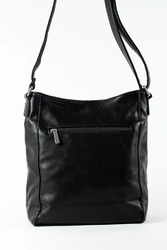 Crossbody kabelka z imitácie kože v čiernej farbe s ozdobným prešívaním