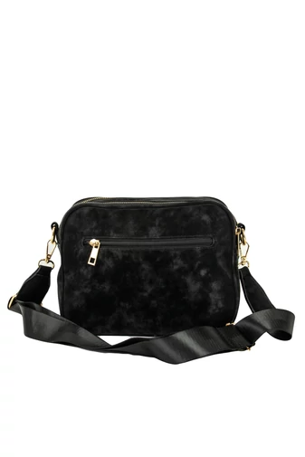 Geantă Crossbody Neagră Cu Inscripția Fashion Bags Din Imitație Piele Întoarsă