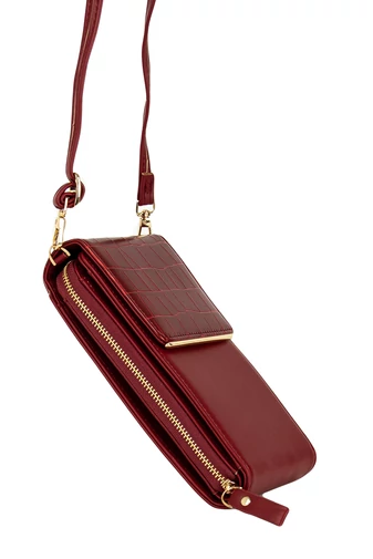 Červená malá crossbody kabelka, so štýlom peňaženky
