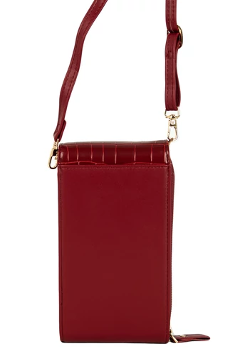 Červená malá crossbody kabelka, so štýlom peňaženky