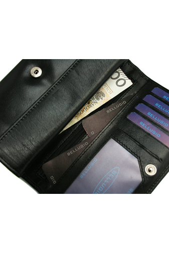 Bellugio Čierna dámska peňaženka z pravej kože (9,5*17,5*3,5)