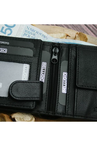 Bellugio Pánska čierna peňaženka z pravej kože s RFID štítkom