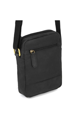 Bellugio čierna crossbody kabelka z pravej kože pre mužov