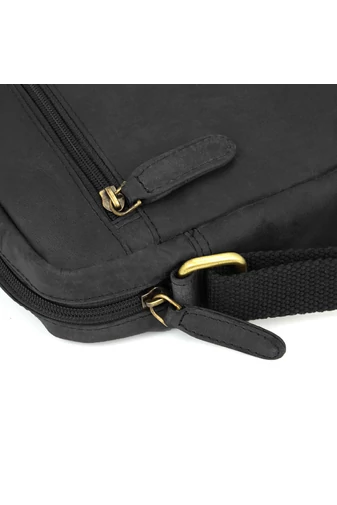 Bellugio čierna crossbody kabelka z pravej kože pre mužov