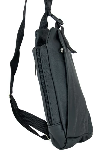 Bellugio čierna crossbody kabelka  z pravej kože pre mužov