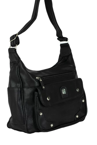 Čierna crossbody kabelka / taška cez rameno z umelej kože