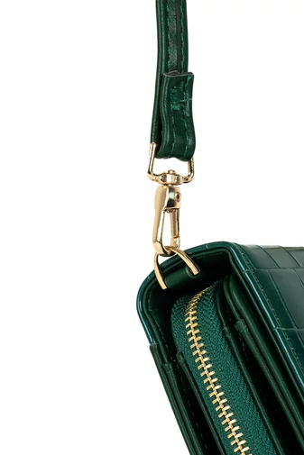 Zelená malá crossbody kabelka, so štýlom peňaženky