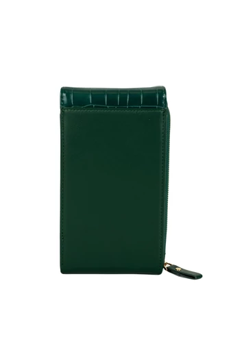 Zelená malá crossbody kabelka, so štýlom peňaženky