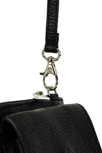Čierná Crossbody kabelka/peňaženka z pravej kože