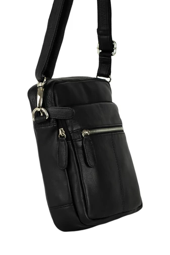 Veľká čierna crossbody kabelka, prémiovej kvality z prírodnej kože