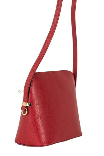 Malá červená crossbody kabelka vyrobená z pravej kože