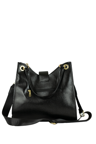 Prestige čierna taška na rameno/kabelka vyrobená z prémiovej kvalitnej ekokože