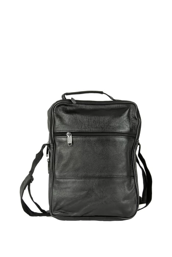 D.D.DAS čierna pánska crossbody kabelka  z prírodnej kože, Rozmery 36 cm x 28 cm x 8 cm