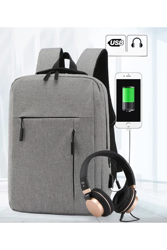 Bonluo Sivý Pracovný ruksak s USB kontaktom veľkosť WIZZAIR (40*30*15)