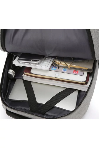 Bonluo Sivý Pracovný ruksak s USB kontaktom veľkosť WIZZAIR (40*30*15)
