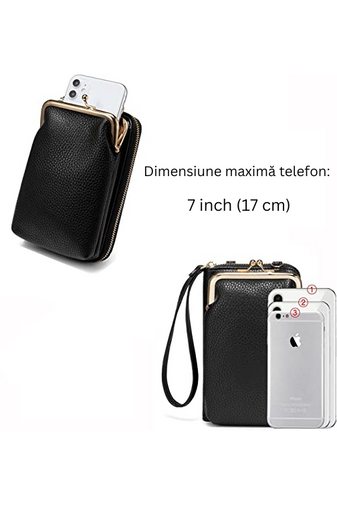 Bonluo malá čierna kabelka typu peňaženky z imitácie kože veľkosť 18 * 11 * 5 cm