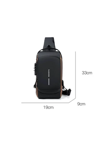 Bonluo zlato/modrá crossbody taška z imitácie kože s bezpečnostným zámkom (33*19*9cm)