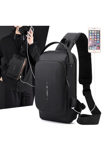 Bonluo zlato/modrá crossbody taška z imitácie kože s bezpečnostným zámkom (33*19*9cm)