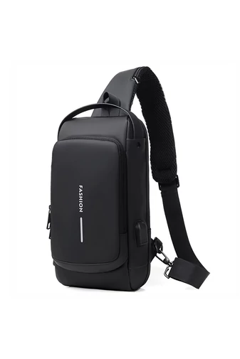 Bonluo čierna crossbody kabelka z imitácie kože s bezpečnostným zámkom (33*19*9cm)