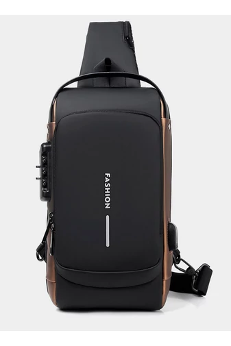 Bonluo čierno/hnedá crossbody kabelka z imitácie kože s bezpečnostným zámkom (33*19*9cm)