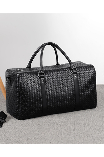 Bonluo čierna eko-kožená cestovná taška prémiovej kvality veľkosť Ryanair/Wizzair (25*40*20cm)