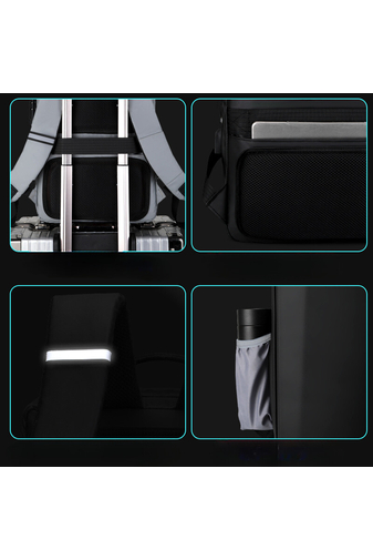 Bonluo Čierny batoh v štýle kufra vyrobený z prvotriedneho plastu, s TSA zámkom, veľkosť Wizzair (40x30x12cm)