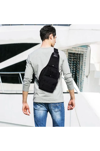 Bonluo čierny pánsky batoh/ crossbody taška  z pevného materiálu (24x22x14cm)