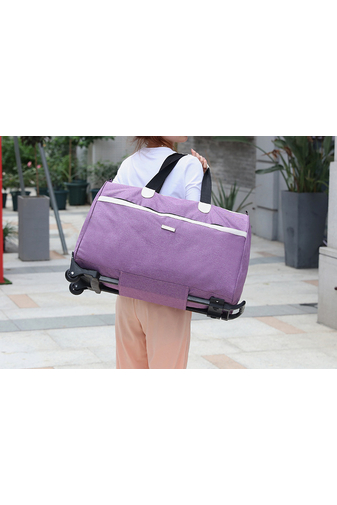 Bonluo fialová cestovná taška v štýle kufra, vodotesný materiál (65x35x25)